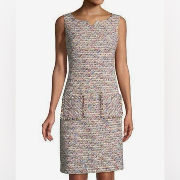 Karl Lagerfeld Dresses & Skirts - Karl Lagerfeld Paris Tweed Sleeveless Dress Fringe 6